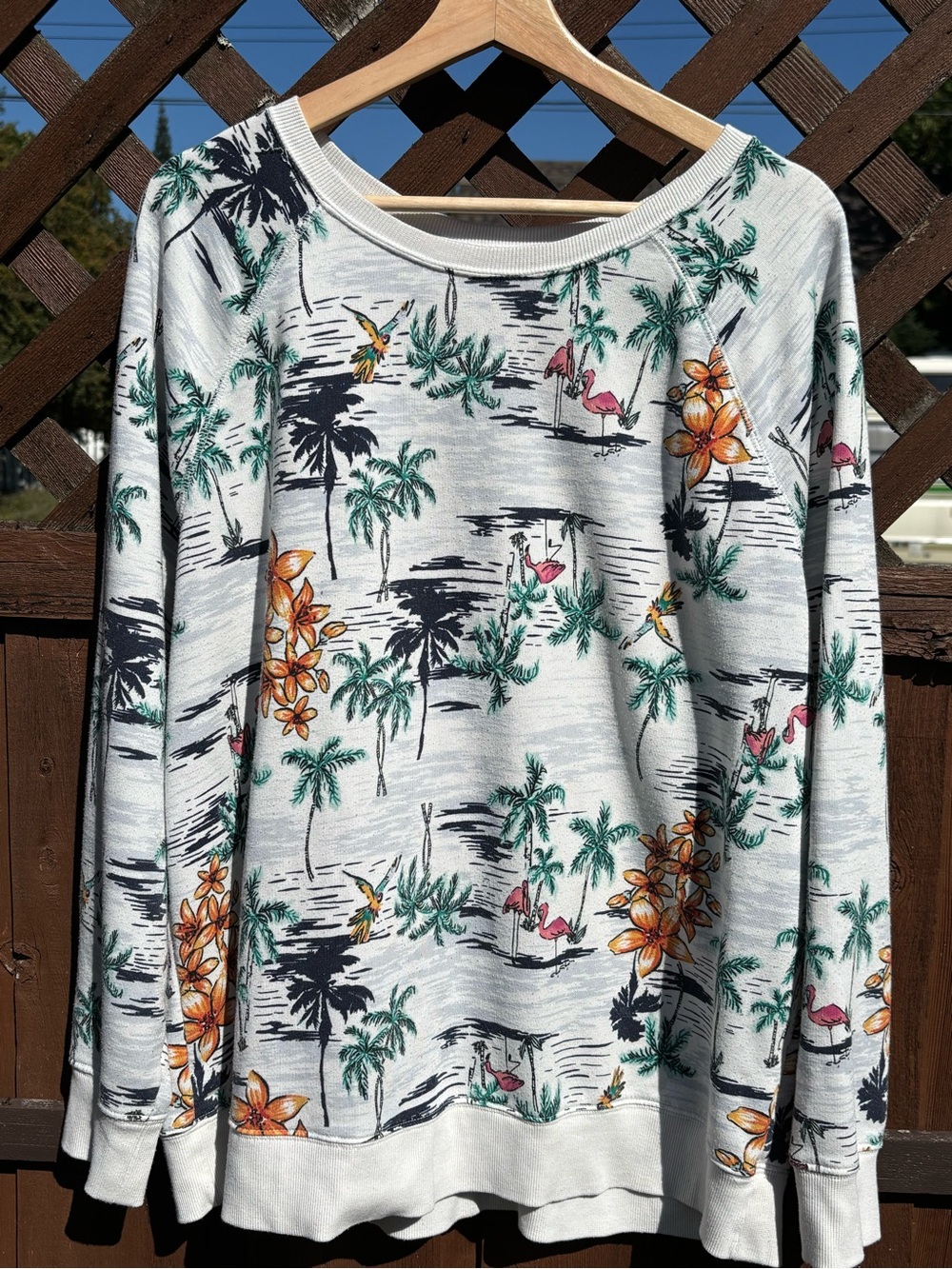 Old Navy Flamingo & Palm Crewneck Long Sleeve | Size Large